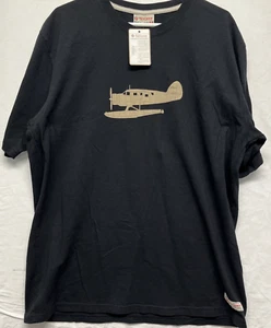 Red Canoe Short Sleeve Cotton Crew Neck T Shirt Float Plane Black New - Picture 1 of 6