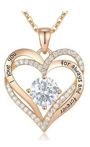 HESHPAWS Love Pendant Necklaces for Women with Birthstone Zirconia - Picture 1 of 4