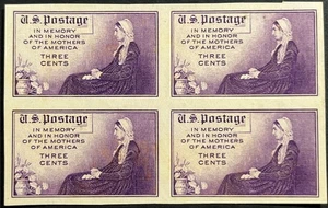 U.S. Scott #754, Imperforate Block of 4, Mothers of America Issue, ExF - Picture 1 of 2