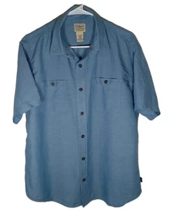 L.L. Bean Men's Linen Cotton Demin Short Sleeve Shirt Size Medium Blue  - Picture 1 of 4