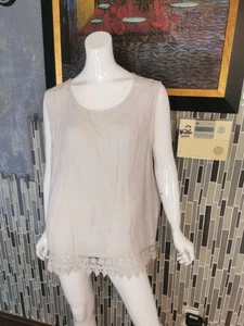 Terzo Millennio Gr.2XL Leinen ärmellos Top Lagenlook Boho Bauern Italy 0411 - Bild 1 von 6