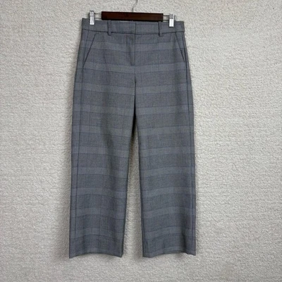 J. Pantalones Crew Mujer 4 Gris Tiro Alto Peyton Pierna Ancha en Glen Cuadros Oficina Preparación Foto 1 de 4