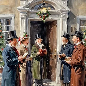 ACEO Kunstkarte Weihnachtslieder unterhalten die Nachbarschaft - Bild 1 von 1