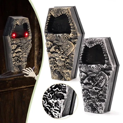 Campanello di Halloween a forma di bara spaventosa per un'atmosfera - Immagine 1 di 2