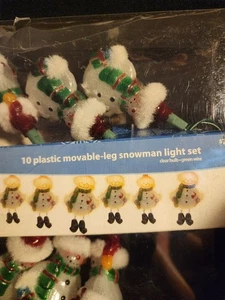 Merry Brite Snowman 10 Plastic Light Set String Moveable Legs 7.5 Ft In/outdoor - Picture 1 of 6