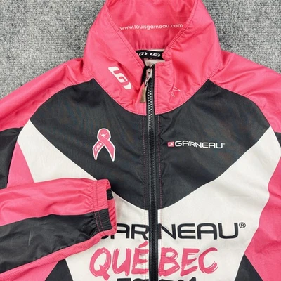 Chaqueta de ciclismo Garneau Quebec Team pequeña rosa negra cinta de cáncer de mama LG Foto 1 de 4