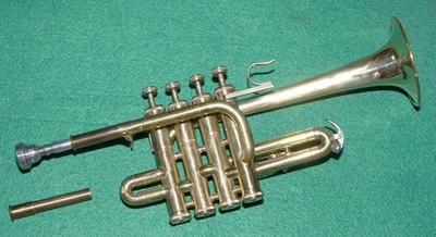 PICCOLO TROMPETE MIT ZWEI MUND-ROHREN AUS BERYLLIUM-BRONZE - Bild 1 von 4