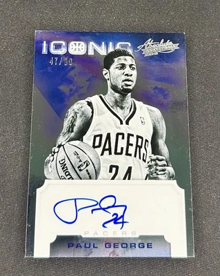 2012 Paul George Absolute Basketball Iconic Black White Auto /99 #12 Autograph - Image 1 of 2