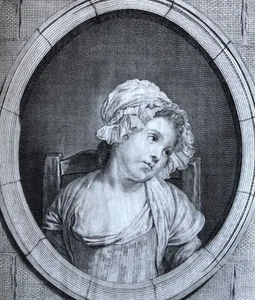 D'après Greuze, Jean-Jacques Hauer — La petite Sœur — burin — début XIXe siècle. - Bild 1 von 3
