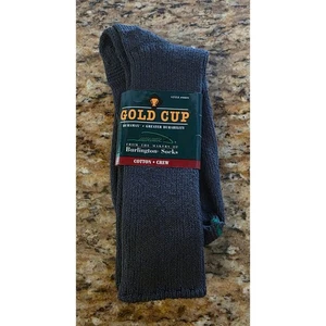 NUEVO Calcetines Copa Dorada Burlington De Colección Costura Verde Crew Gris Talla 6-12 1/2 - Imagen 1 de 2
