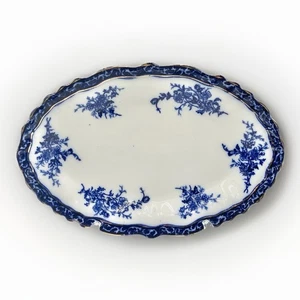 Antique Flow Blue Touraine Platter Plate Stanley Pottery 12.5” Victorian Era - Picture 1 of 13
