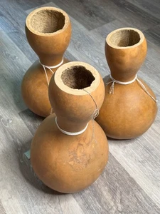 Yoruba Chekere Agbe Yemaya Olokun Shekere Bottle Gourd Set of 3 Juego de 3 - Picture 1 of 6