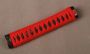 20 CM Sword Tsuka Wakizashi Handle Red Cotton Cord Alloy Fittings Maintenance - Picture 1 of 4