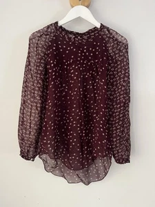 Camicetta/top ISABEL MARANT ETOILE Presley trasparente bordeaux floreale Eu36 Uk8 - Foto 1 di 11