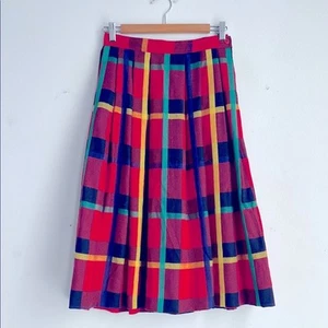 Falda vintage Chaus lana acrílico mezcla cuadros plisada academia lmidi línea a talla 8 - Imagen 1 de 7