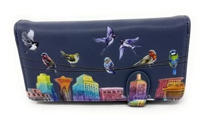 Birds on a Wire in the City Large Wallet for Women and Teen Girls Vegan Faux ... - Picture 1 of 7