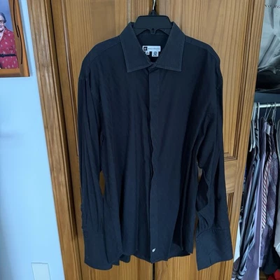 Bachrach Men’s Black Long Sleeve Shirt 17 34/35 French Cuff with Collar - Image 1 of 4