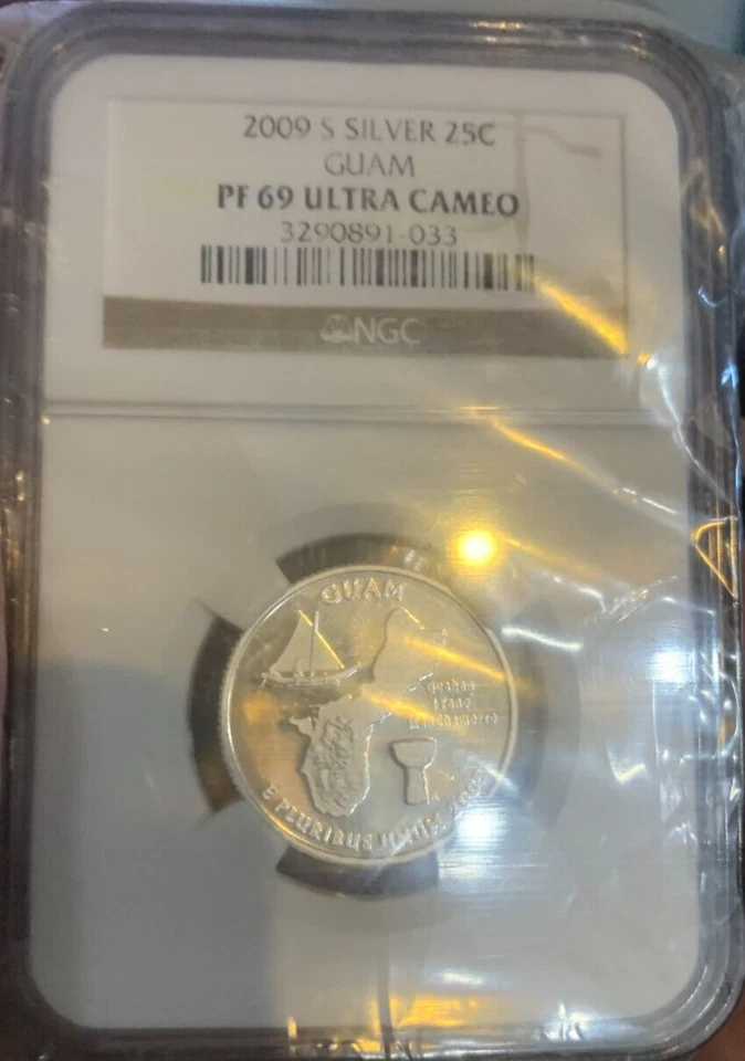 2009 S Silver 25C Guam NGC PF69 Ultra Cameo Only onei grade higher - Image 1 of 1