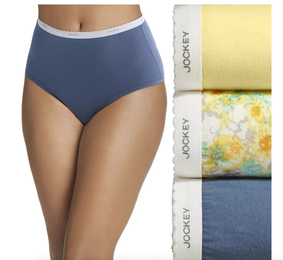 Paquete de 3 calzoncillos clásicos cómodos (amarillo/floral) de algodón para mujer Jockey Foto 1 de 2