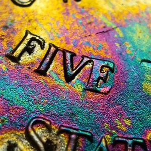 1944-S 5c Jefferson Silver War Nickel - PQ Rainbow Toning - BU - SKU-Y5258 - Picture 1 of 24