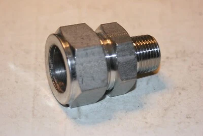 1" OD Tube x 1/2" MNPT 316ss Straight Male Fitting TyLok SS-16-DMC-8 - Image 1 of 3