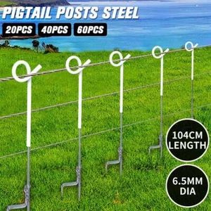 20-60X Electric Heavy Duty Multi Wire Tread In Fence Posts Pig Tail Strip Steel - Picture 1 of 15