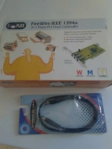 Flex Fire Wire IEEE 1394 3+1 Ports PCI Host Controller PFW410 NEW priority Mail - Zdjęcie 1 z 5