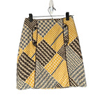 Maeve Yellow Multicolor Houndstooth Pencil Mini Skirt Women Sz 0