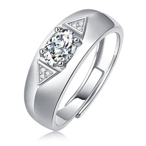 1CT GRA Oval Moissanite Diamond Mens Engagement Wedding Ring 14K White Gold Over - Picture 1 of 11