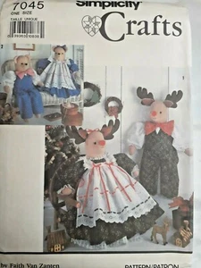 Reindeer Bear Stuffed Plush Clothes Simplicity Craft 7045 Sewing Pattern UC FF - Picture 1 of 4