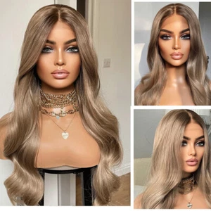 Ombre Natural Blonde Body Wave 13X4 Lace Front Remy Human Hair Wigs Pre Plucked  - Picture 1 of 9