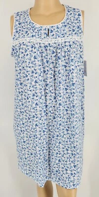 NWT Blue Floral Stretch Cotton Blend Knit Sleeveless Nightgown Croft & Barrow - Image 1 of 4