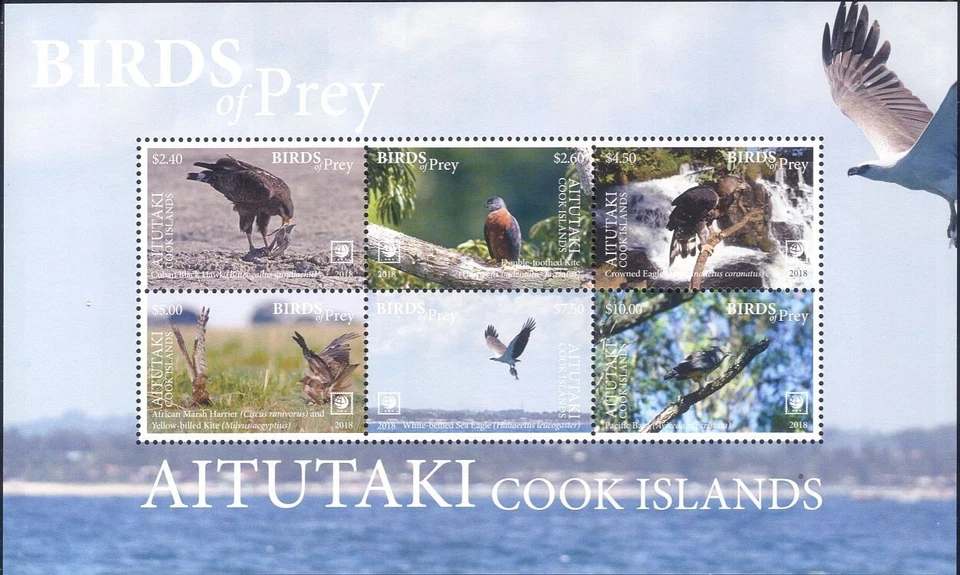 Aitutaki 2018 Birds of Prey/Raptors/Eagles/Kites/Nature/Wildlife 6v sht (b387j) - Image 1 of 1
