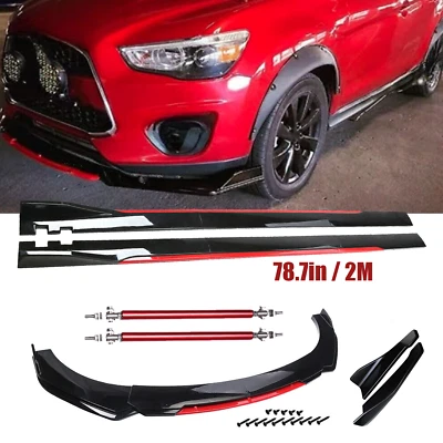 For Mitsubishi Outlander Front Bumper Lip Spoiler Splitter Glossy Black Red Body Foto 1 de 4