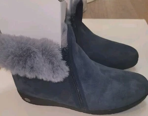 David Tate Womens Cuff Suede Ankle Booties Zip-up Blue size 14M NEW w/out box.  - Picture 1 of 7