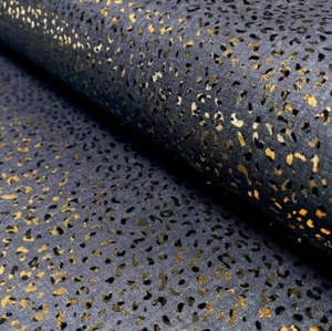 Leichter Jeansstoff Leo gold, Jeans Stoff Meterware dunkelblau Leopard *ab 50 cm - Bild 1 von 3