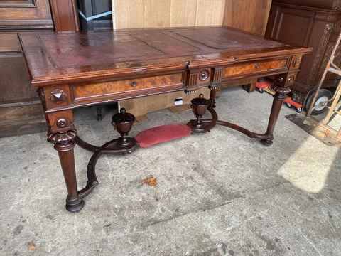 G. HERTER SIGNED WALNUT AND BURL LIBRARY TABLE Cover