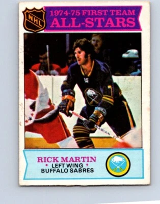 VINTAGE HOCKEY CARD 1975 O-PEE-CHEE BUFFALO SABRES RICK MARTIN ALL-STARS  NO827 - Image 1 of 2