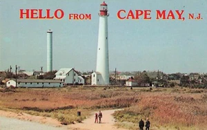 Cape May New Jersey Postcard Hello Large Letter Lighthouse c 1960s    J3* - Picture 1 of 2