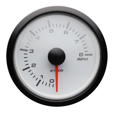 MGS 52mm 2-1/16" Electrical Tachometer For Gasoline 8000 RPM White & Amber LED - Image 1 of 4