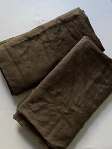 Restoration Hardware Lined Belgian Linen Curtains Set of 2 108x48 Chocolate - Picture 1 of 5