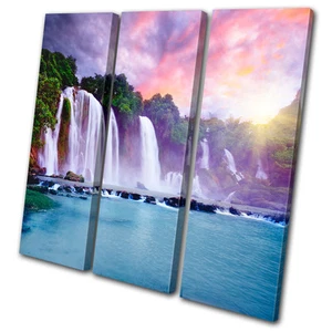 Canvas Artwork Picture Print Wall Hanging Photo Waterfall River Forest Lake - Picture 1 of 1