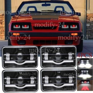 4PCS 4x6 Inch LED Headlights Fit Ford Mustang 1979 1980 1981 1982 1983 1984-1986 - Picture 1 of 13