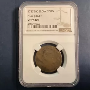 Moneda de cobre colonial de Nueva Jersey 1795 NGC VF 20 BN - Imagen 1 de 4