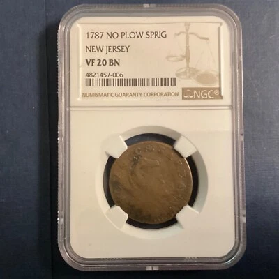 1795 New Jersey Colonial Copper Coin  NGC VF 20 BN - Image 1 of 4