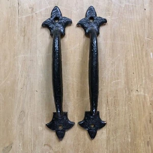 Tiradores de puerta antiguos de hierro fundido manijas antiguas victorianas vintage 22 cm - Imagen 1 de 7