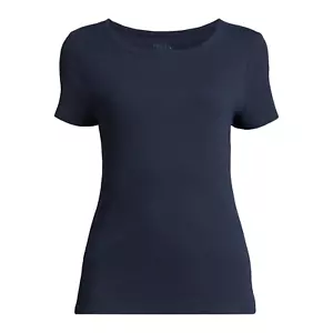 Women's Dark Navy Time and Tru Ribbed Tee with Short Sleeves size XL (16-18) - Picture 1 of 4