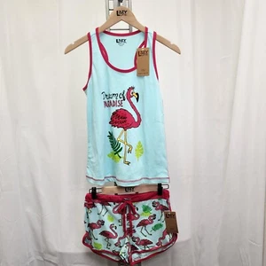 Lazy One womens FLAMINGO tank &/OR shorts PJ's. Set OR Seperate Choose Sizes NWT - Picture 1 of 12