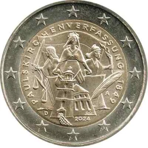 2 Euro GERMANY 2 € EURO 2024 RANDOM MINT "PAULSKIRCHE" FDC BU FROM ROLL - Picture 1 of 1