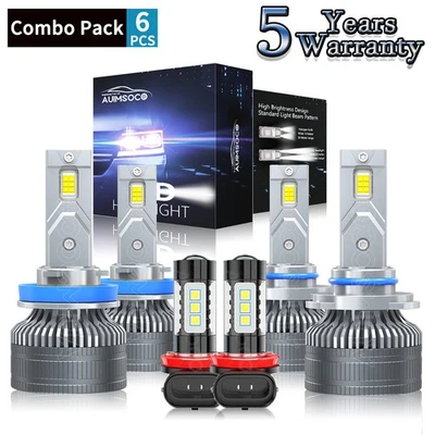 For Ford Ranger 2019-2022 6Pcs LED Headlight Kit + Fog Lamp Bulbs 144000LM 240W - Image 1 of 4